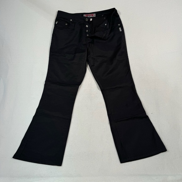 Silver Pants Womens 31X32 Black Flare Button Fly Nylon Mid Rise - Picture 1 of 11